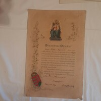 Admission document to the Congregation of the Immaculate Conception, 1909