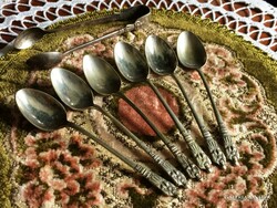 Rarity! Set of antique, silver-plated, alpaca, apostolic, marked, mocha spoons for 6 people