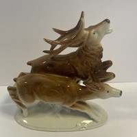 Rare antique Grafenthal porcelain deer pair