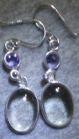 925 silver earrings with rock crystal and amethyst
