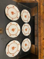 Herend Apony orange 6 large flat plates