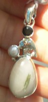 925 Silver pendant with tourmaline quartz pearl and onyx