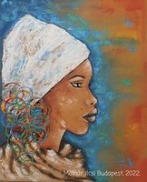 Molnár Ilcsi  "   Színes Afrikás 7. -  Elegáns Afrika  "  - akril  hangulatkép festmény
