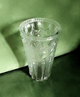 Retro cast glass vase with star and circle pattern, 19 cm high, flawless, 60s 70s