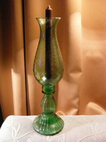 zöld üveg gyertyatartó  38 cm