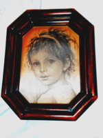 Giuseppe tarantino vintage miniature baby girl silk painting silkscreen print