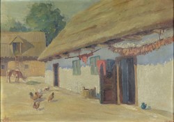Magyar művész 1940 körül : Tanyaudvar