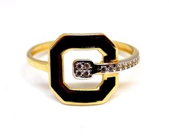 Gold ring with black and white stones (zal-au109393)