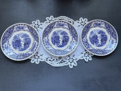 Myott Cambridge Old England jelenetes kék dekoros tányér