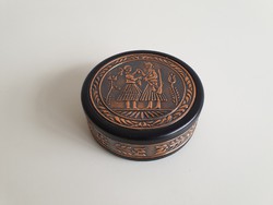 Retro Hungarian souvenir metal box industrial art medieval folk motif jewelry box gift box