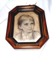 Giuseppe tarantino vintage miniature boy silk painting silkscreen print