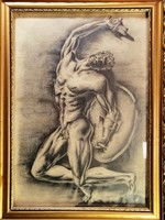 Kohán György (1910–1966): Görög harcos (grafit-papír - 45x30cm – keret nélküli méret)