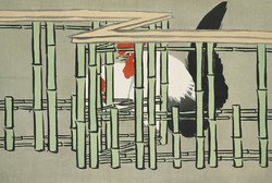 Kamisaka sekka - roosters - canvas reprint