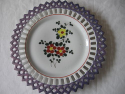 Áttört, lila lüszteres szélű antik  dísz tányér