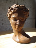 Öntöttvas szobor-büszt-női arc-mellszobor