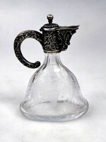 Polished decorative glass spout with silver fittings