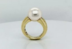 Fehér topáz - gyöngy  drágaköves   sterling ezüst /925/ gyűrű, 14K, 56 méret -  új