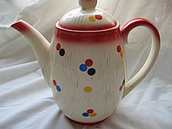 Art deco polka dot faience jug with spout