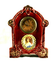 Circa 1910 Austrian joseph strnact Art Nouveau faience mantel clock !