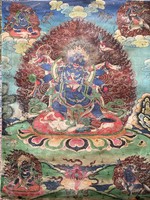 Old Buddha Buddhist Large Painted Canvas Print Nepal Tibet China Oriental Wall Picture