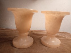 A special pair of antique alabaster goblets