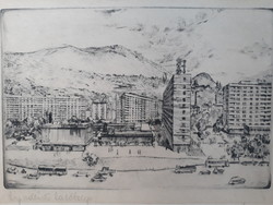 Árpádhídi housing estate - etching by an unknown author - social real graphics