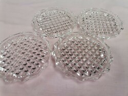 Retro glass small plate with crystal pattern, 4 glass small plates, retro gift cake plates