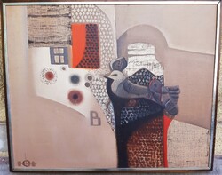 Tóth László (1926-2009) Art Deco Csendélet / A Remény Születése/ Képcsarnokos Festmény