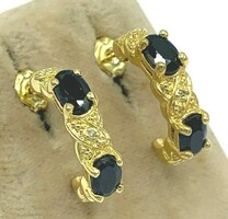 • Valódi term.Zafír ès gyèmánt  drágaköves füli, 14K aranyozott, 925 jelzett