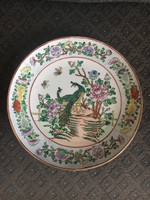 Paon de Peking mintás, régi kínaizáló tál, csodálatos kézi zománcfestés