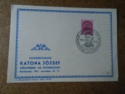 D190971  Katona József  emléklap    1941   Kecskemét   emlékbélyegzés