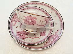 Old Wallendorf porcelain floral cup plate 3 pcs