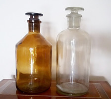 Old pharmacy glass cork bottle 2 pcs