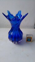 Retro Murano blown blue crystal glass vase 1960 k 18 cm