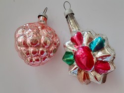 Old glass Christmas tree decoration raspberry fruit glass decoration 2 pcs