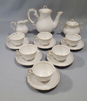 6 Personal Zsolnay porcelain, baroque feathered mocha and coffee set