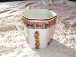 Antique rosy, rare, hexagonal mug mz Austria Altrohlau