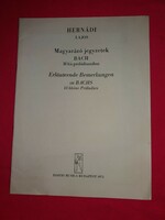 Hernádi Lajos: Magyarázó jegyzetek Bach 18 kis prelúdiumához kottákkal. tankönyv képek szerint