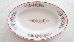 Old folk thick-walled porcelain bowl, pie plate, coma bowl, oval serving plate with flowers