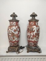 Antik japán patinás kínai imari porcelán asztali lámpa pár Ázsia Kína 1800 - 1900 as évek 473 5913