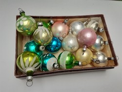 Old glass Christmas tree decoration mini sphere 16 pcs