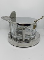 Retro stainless steel Alessi Italian parmesan or sugar bowl gift with small spoon