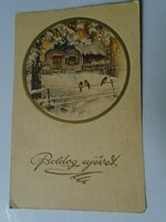 D191196 old peace postcard - New Year's postcard - peaceful - many signatures, golden bold jar