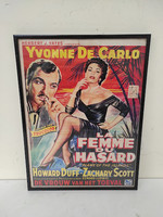 Antik 1950 es évek film plakát színes Yvonne De Carlo mozi nem régi keretben  968 6096