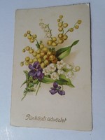 D191201  Régi  békebeli képeslap -  kézzel rajtolt bélyeg - ANCINAK  Békés -  ibolya, gyöngyvirág