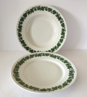 Beautiful antique hüttl tivadar grape leaf pattern porcelain deep and flat plate from the early 1900s