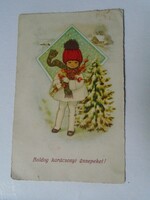 D191190   Régi békebeli képeslap - Karácsonyra készülő fázós kislány -Békés  Török Béla 1930