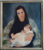 Attributed to Anna Lorberer (1913 - ?): woman holding a baby in her arms