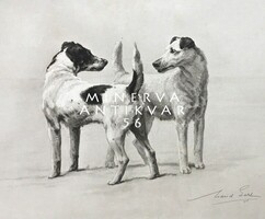 Maud earl two fox terriers 1906, heliogravure reprint dog print, fox black white spotted dog car