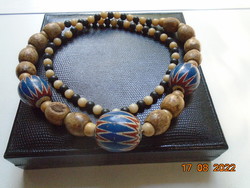Hand-painted tribal Maasai African (Kenya) large antique wooden bead necklace